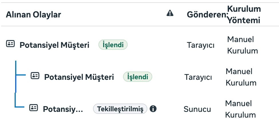 Olay kimliği gizlenmiş Meta tekilleştirme test kaydı
